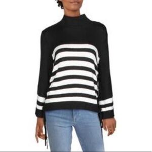 JOIE Lantz Womens Striped Boxy Mock Turtleneck Sweater